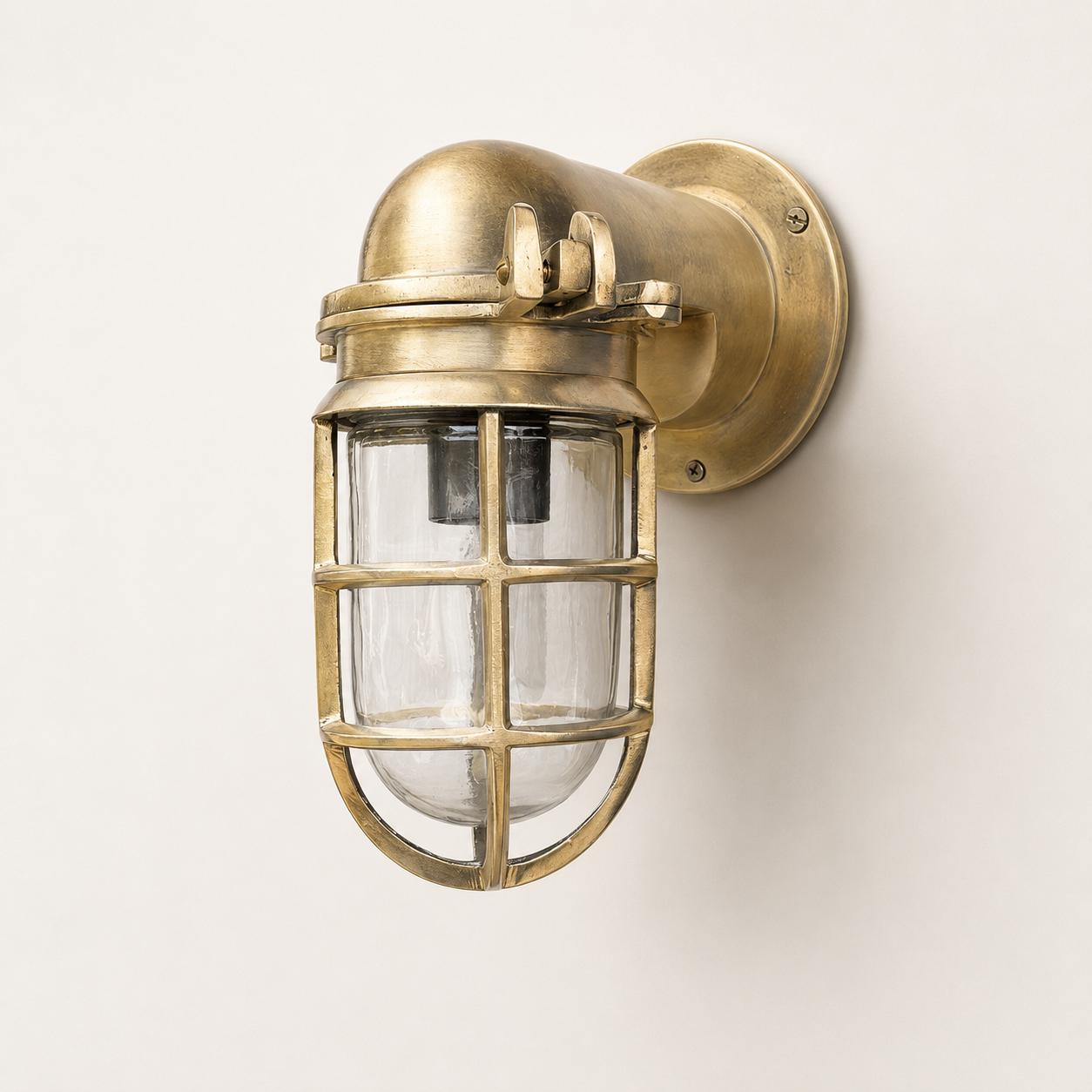 Happisburgh Raw Brass Outdoor & Bathroom Wall Light - IP65