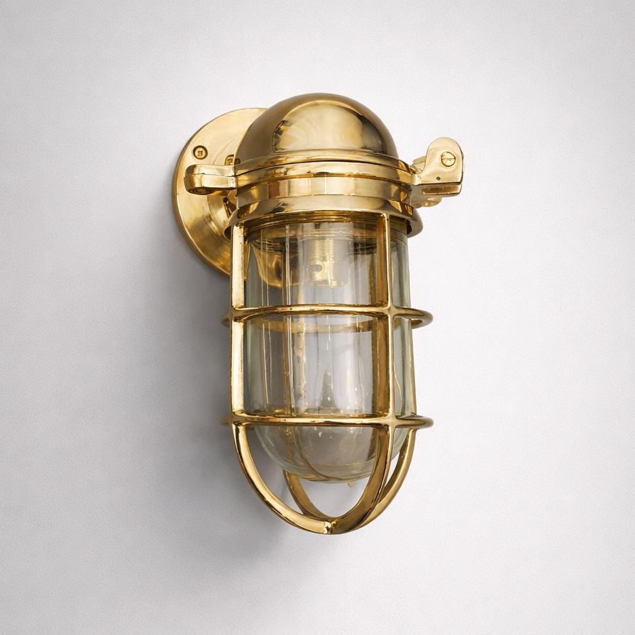 Happisburgh Polished Brass Wall Light - IP65