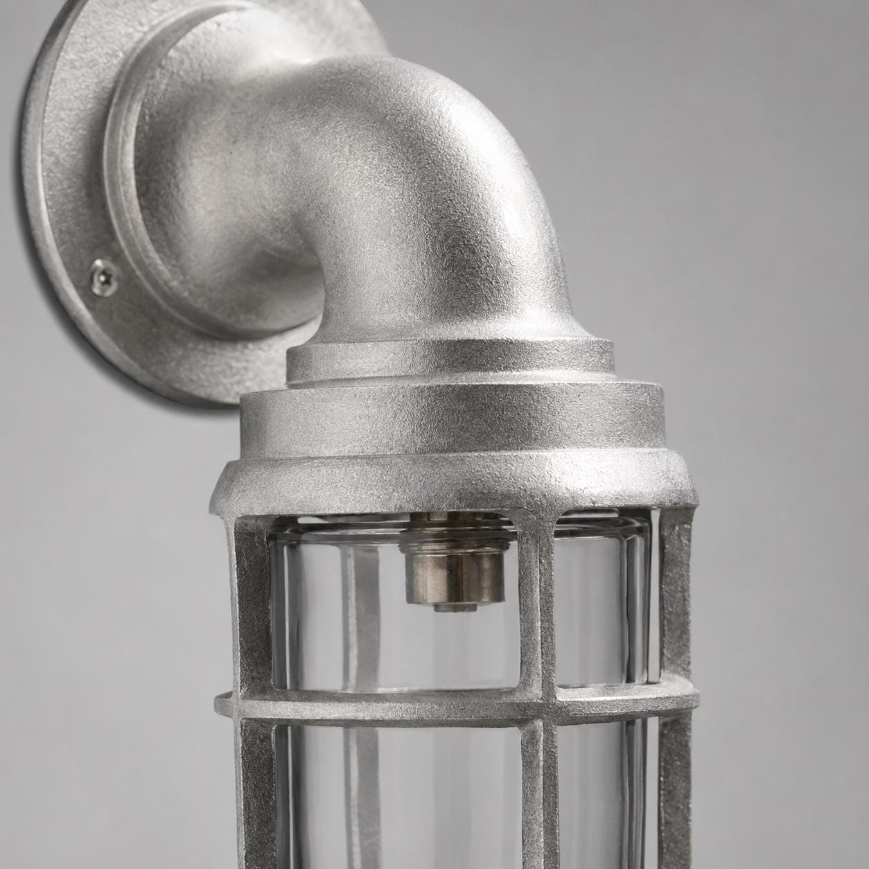 Beachamwell Raw Cast Swan Neck Wall Light - IP65