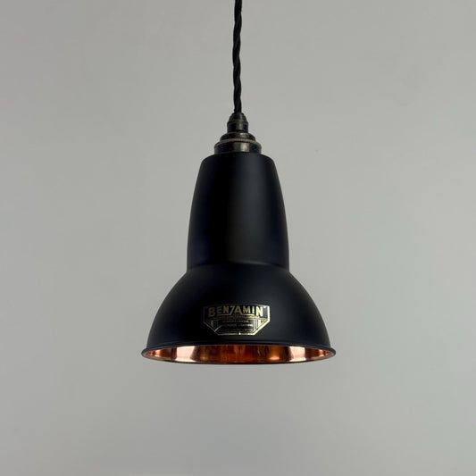 Alby - Matt Black & Solid Copper Lampshade Pendant Set Light - 6 Inch