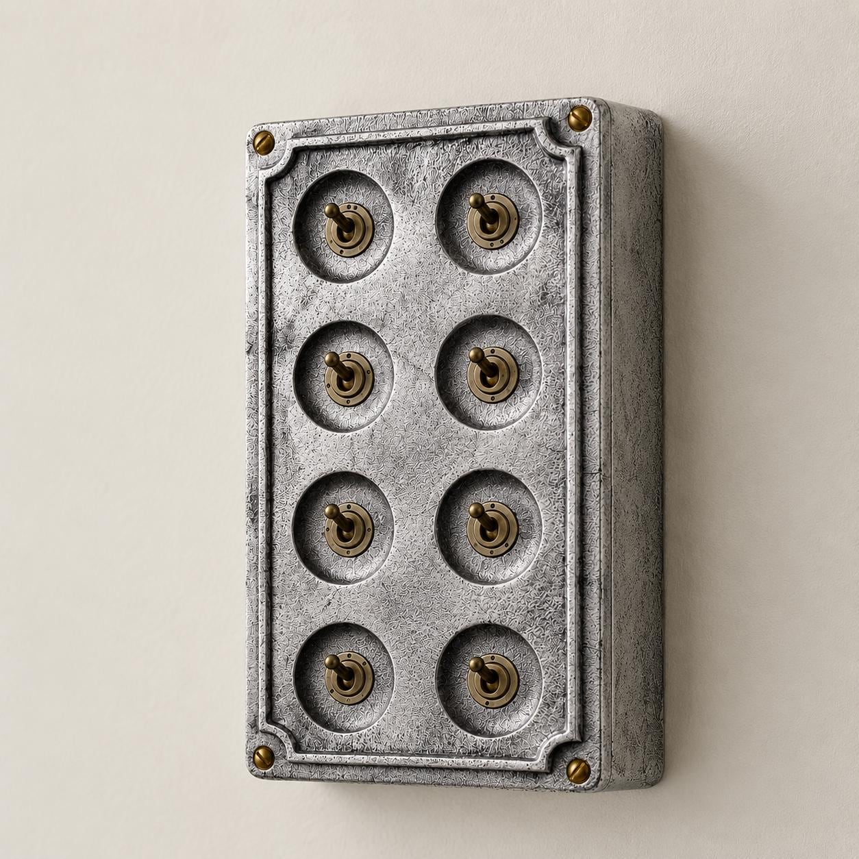 8 Gang 2 Way Solid Cast Metal Conduit Light Switch Industrial