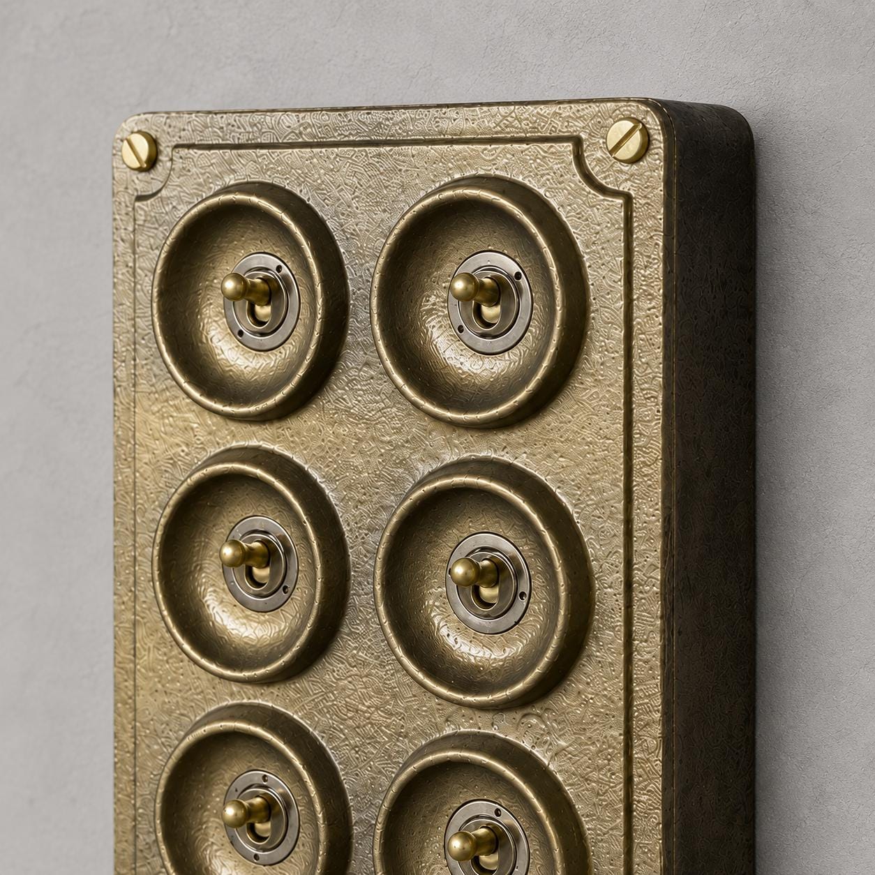 8 Gang 2 Way Antique Brass Cast Metal Toggle Light Switch