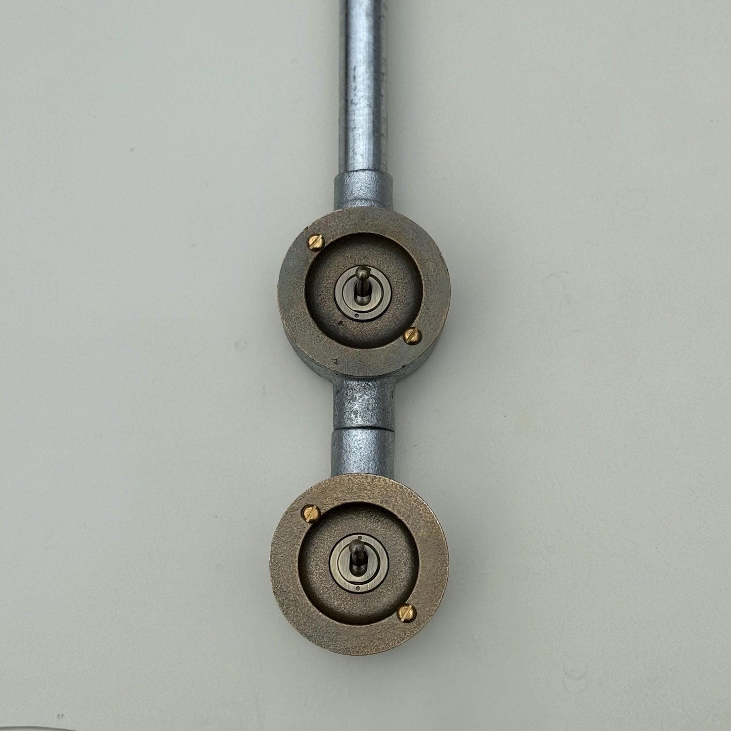 Double Gang Solid Cast Conduit Metal Light Switch Industrial 2 Way - Vintage Crabtree