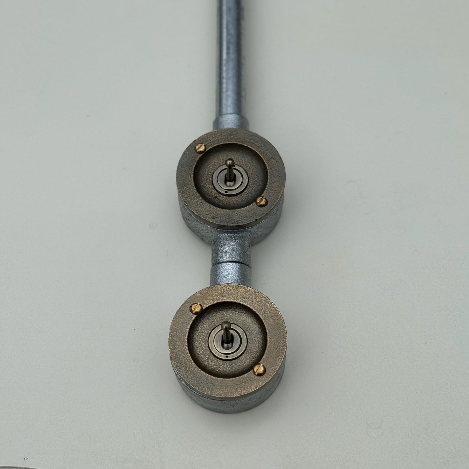 Double Gang Solid Cast Conduit Metal Light Switch Industrial 2 Way - Vintage Crabtree