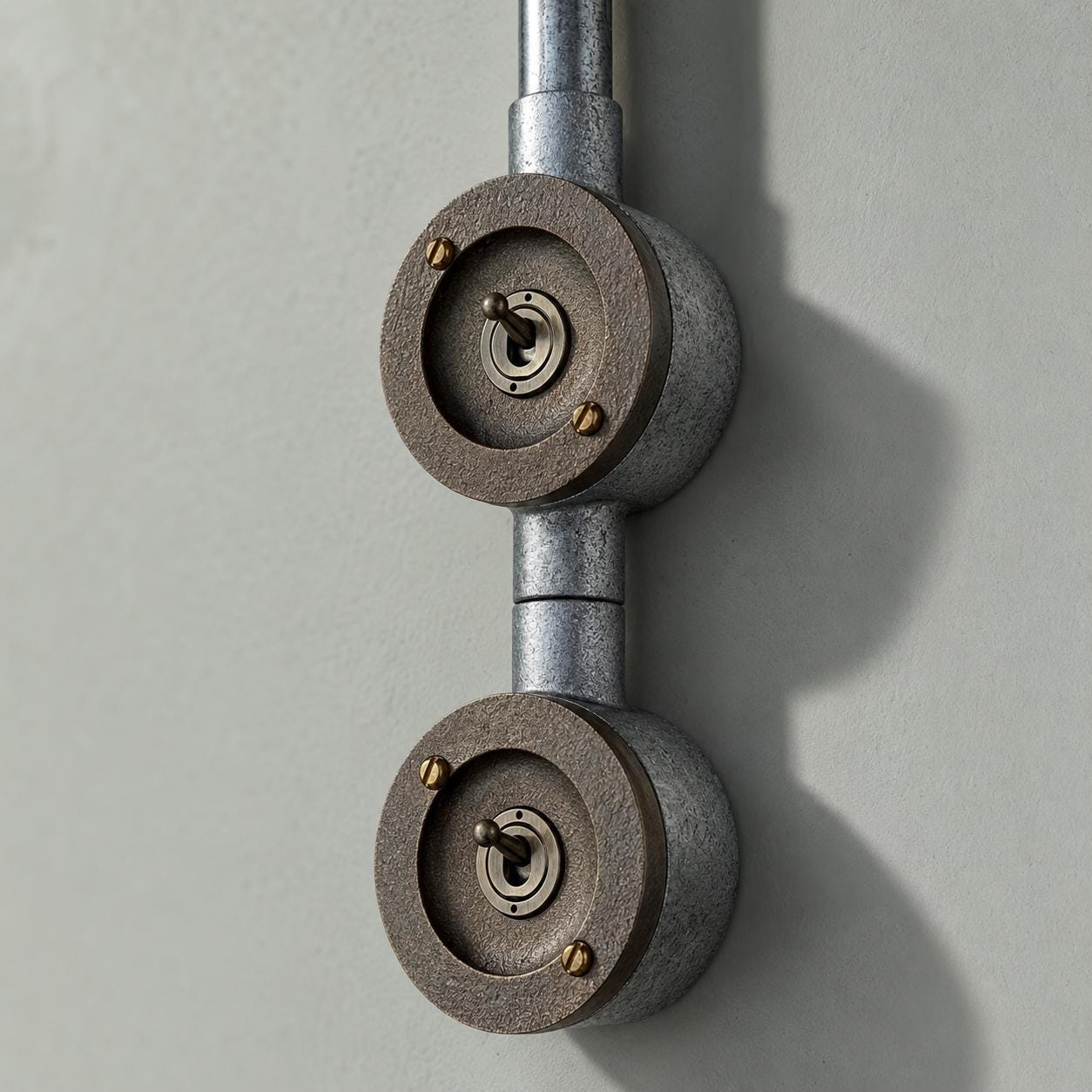 Double Gang Cast Metal Conduit Light Switch | 2 Way Vintage