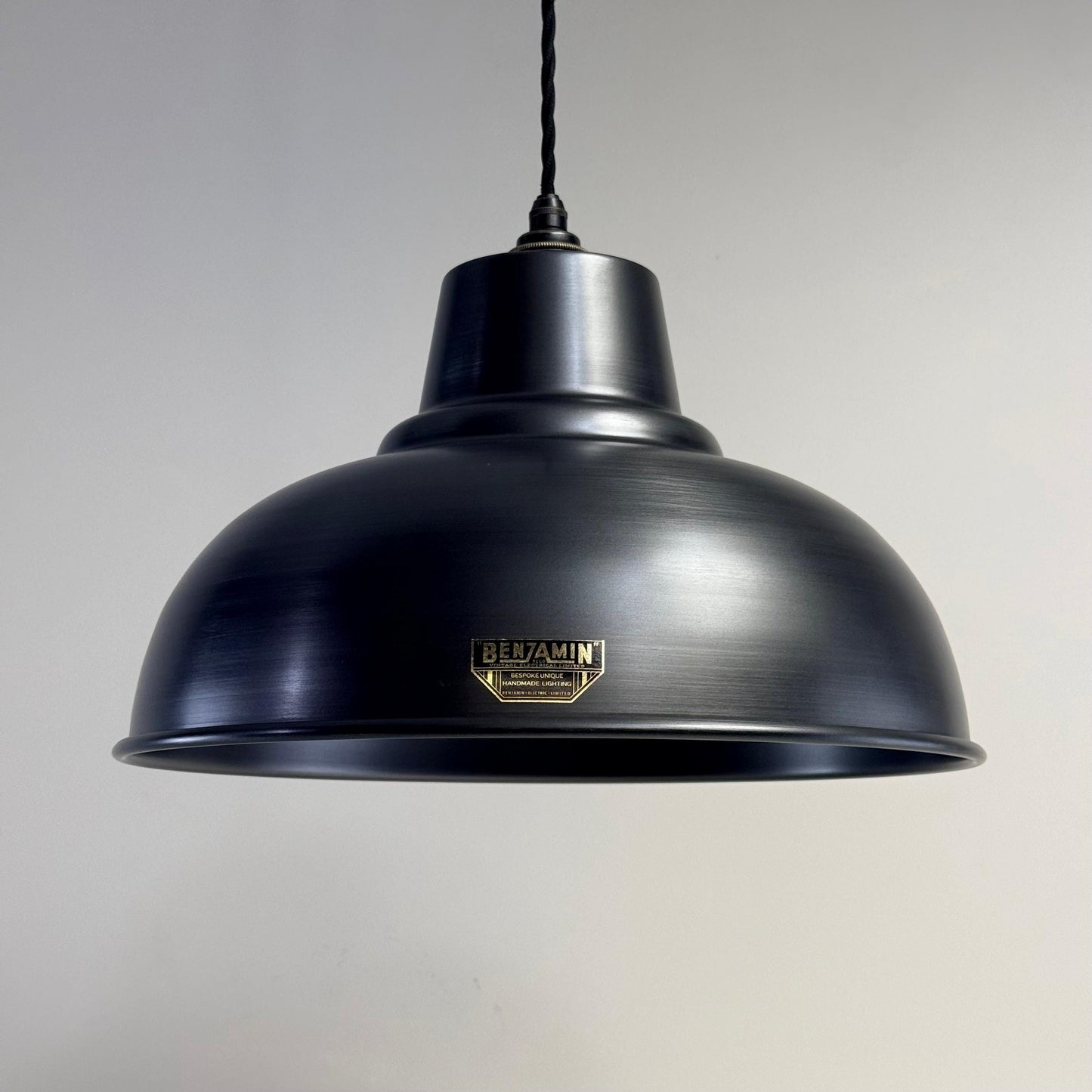 Salthouse XL Pewter Grey Industrial factory shade light ceiling dining pendant - 14.5 Inch
