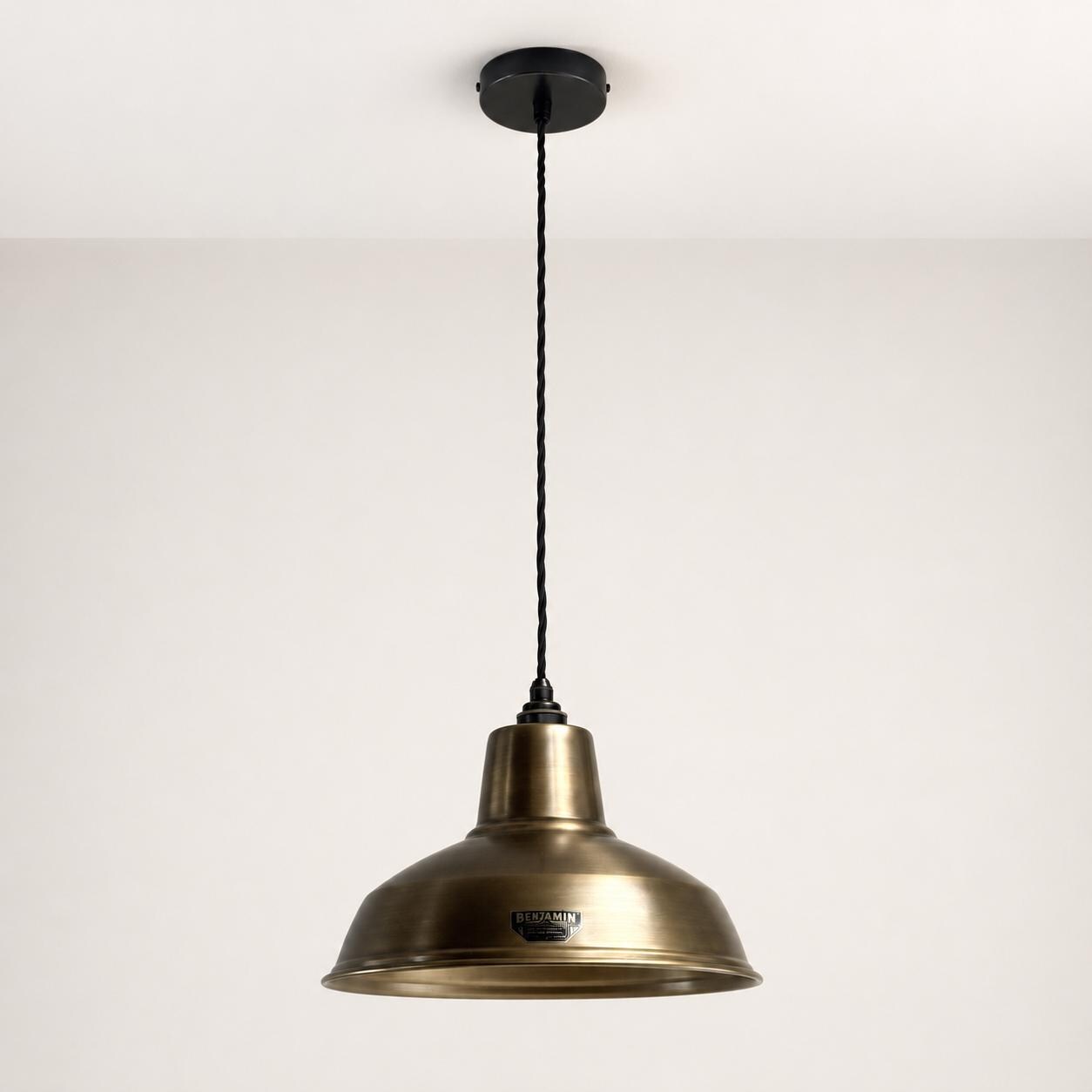 Filby Antique Brass RLM Lampshade Pendant Light - 12.5 Inch