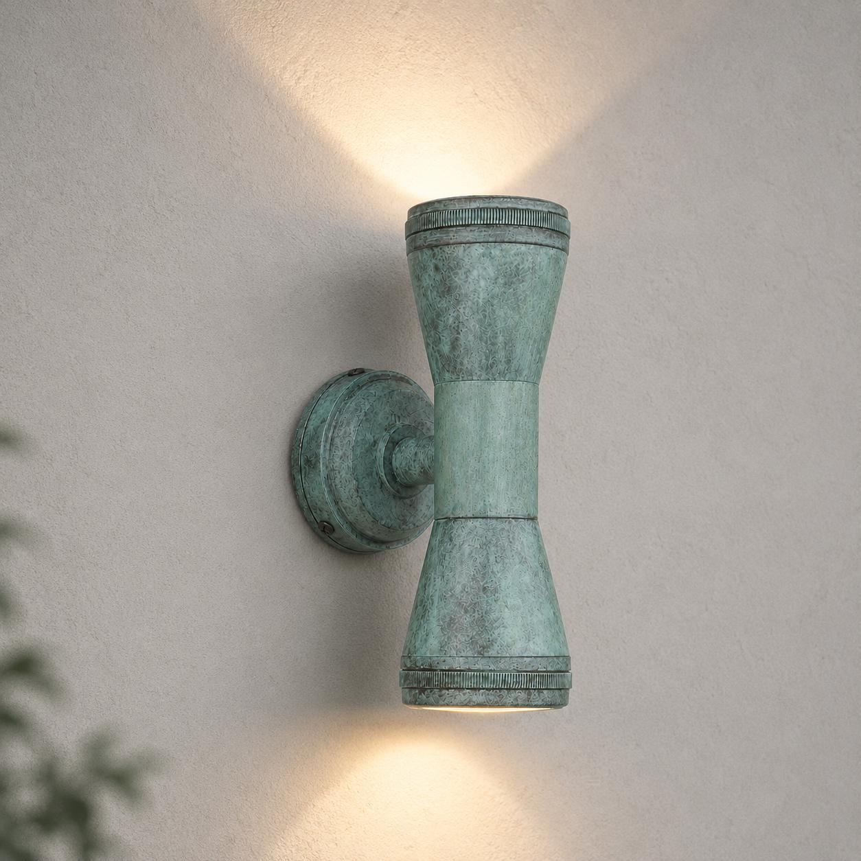 Verdigris Solid Brass Up & Down Outdoor Wall Light - IP65