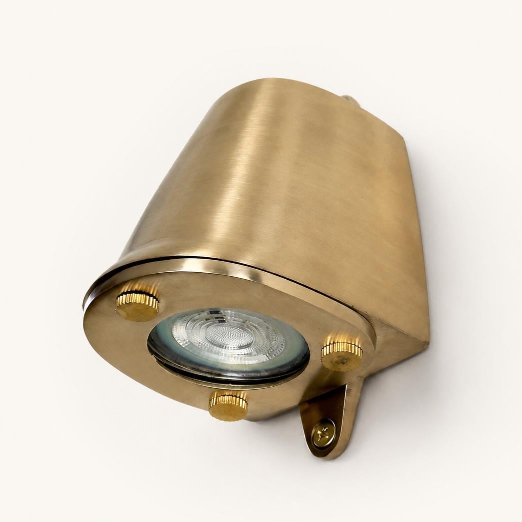 Holt Solid Raw Brass Outdoor Wall Light - IP54