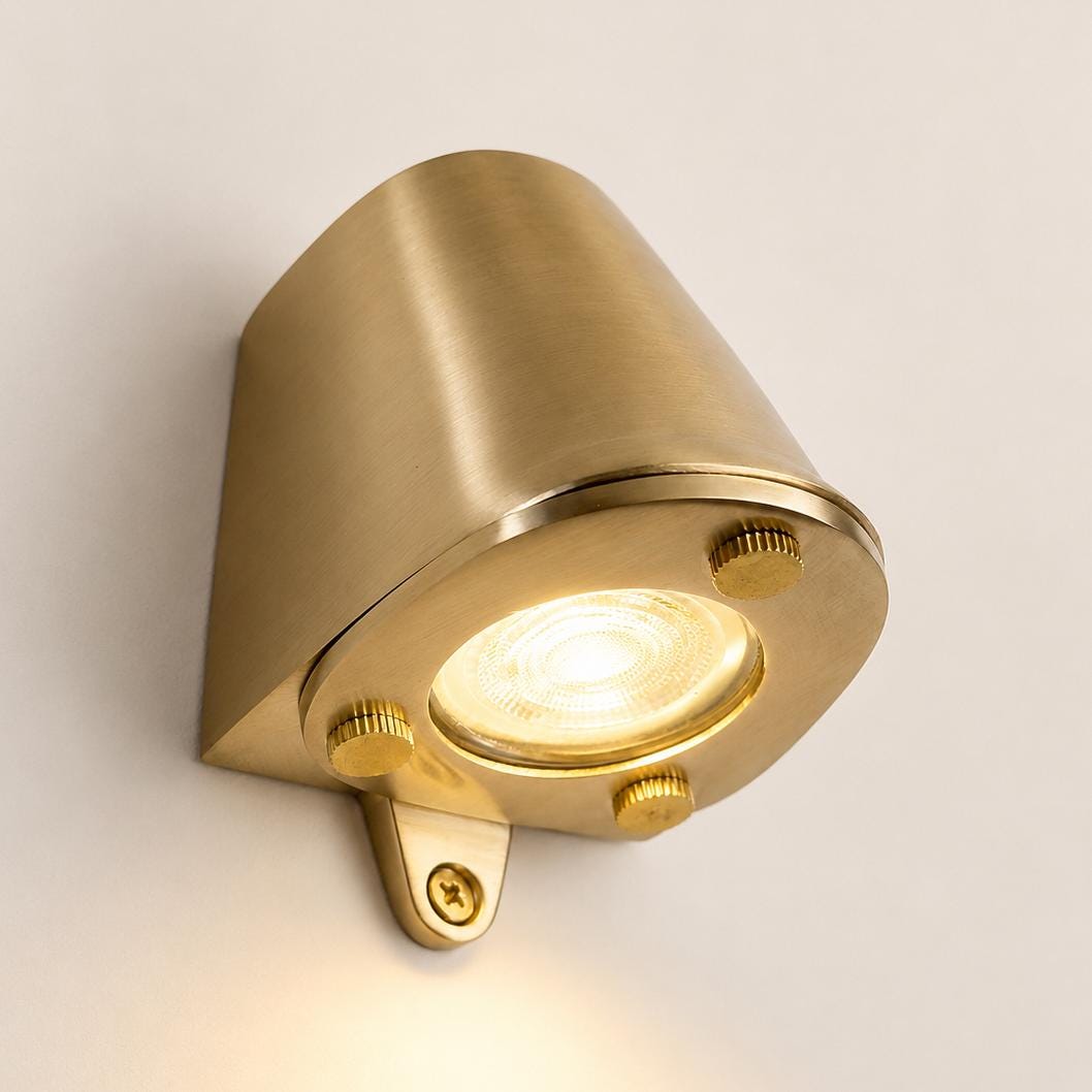 Holt Solid Raw Brass Outdoor Wall Light - IP54