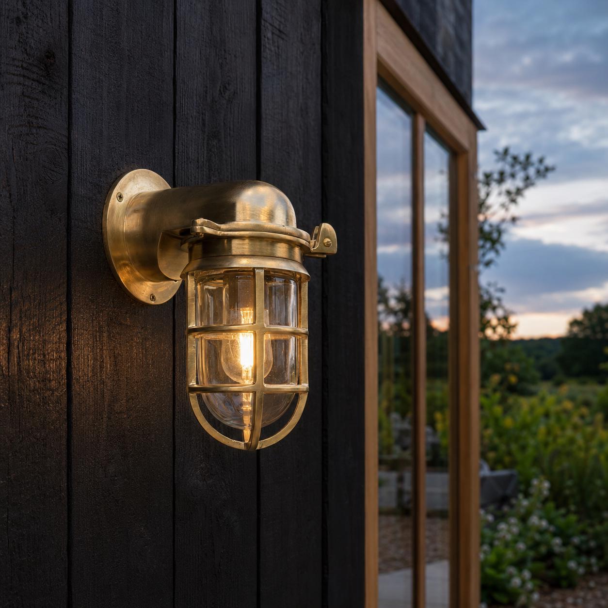 Happisburgh Raw Brass Outdoor & Bathroom Wall Light - IP65