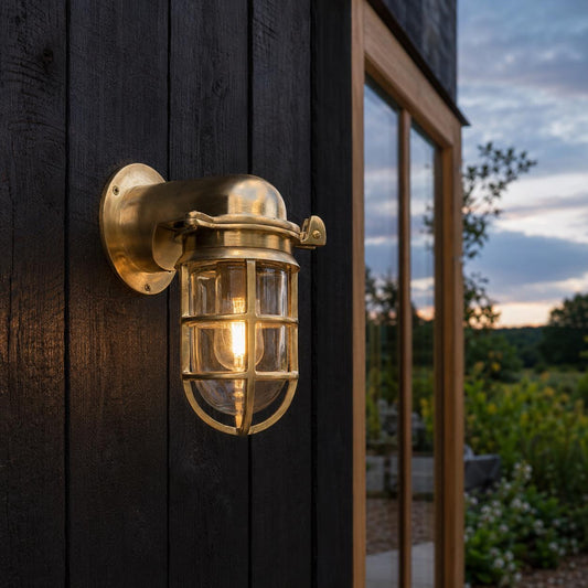 Happisburgh Raw Brass Outdoor & Bathroom Wall Light - IP65