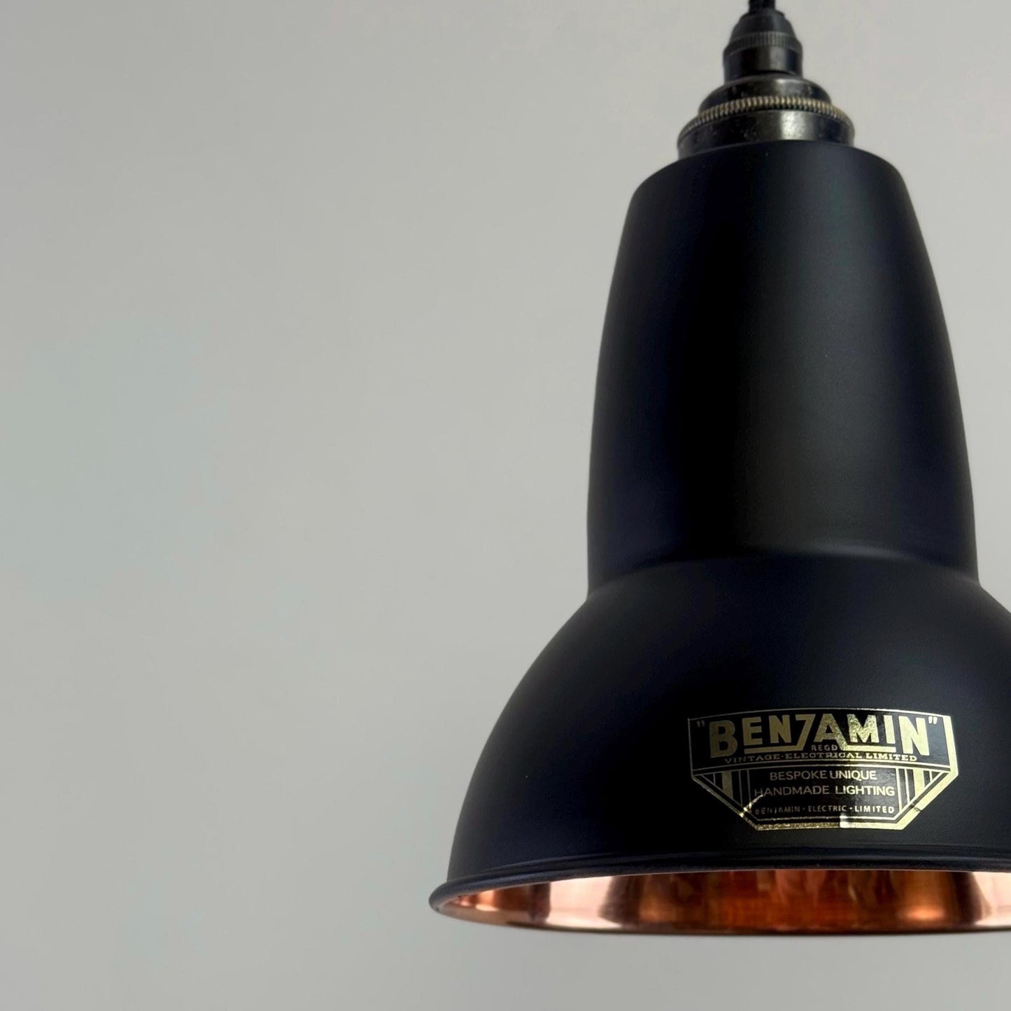 Alby - Matt Black & Solid Copper Lampshade Pendant Set Light - 6 Inch