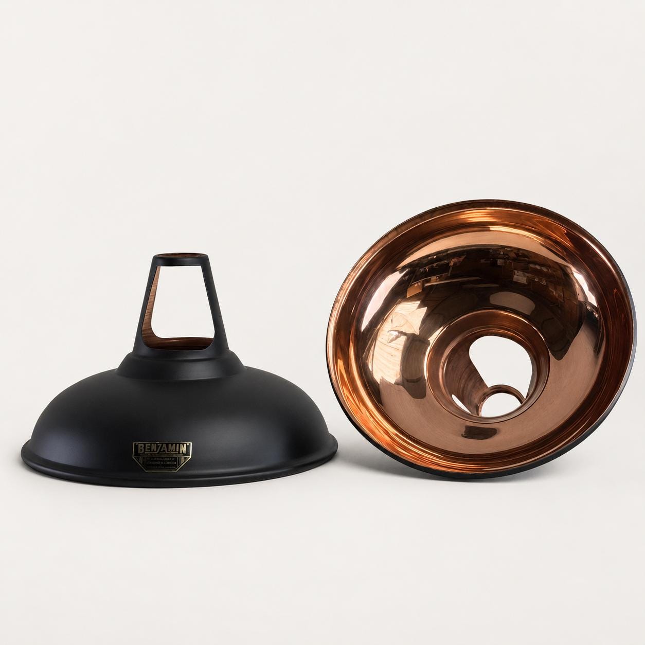Cawston Matt Black & Polished Copper Coolicon Lampshade Pendant Light - 11 Inch
