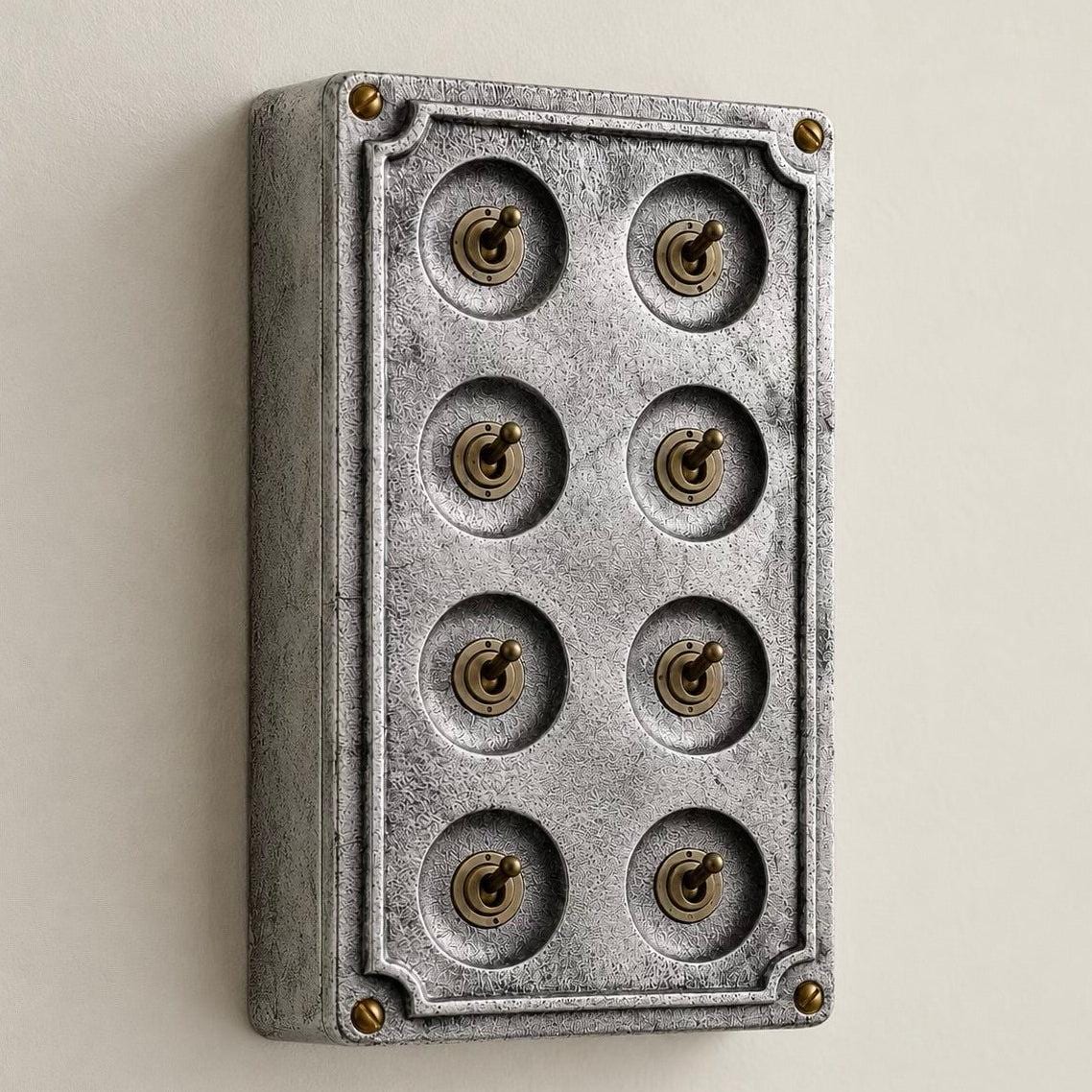 8 Gang 2 Way Solid Cast Metal Conduit Light Switch Industrial
