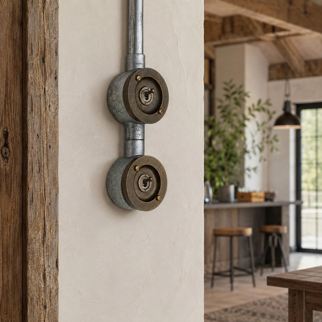 Double Gang Cast Metal Conduit Light Switch | 2 Way Vintage