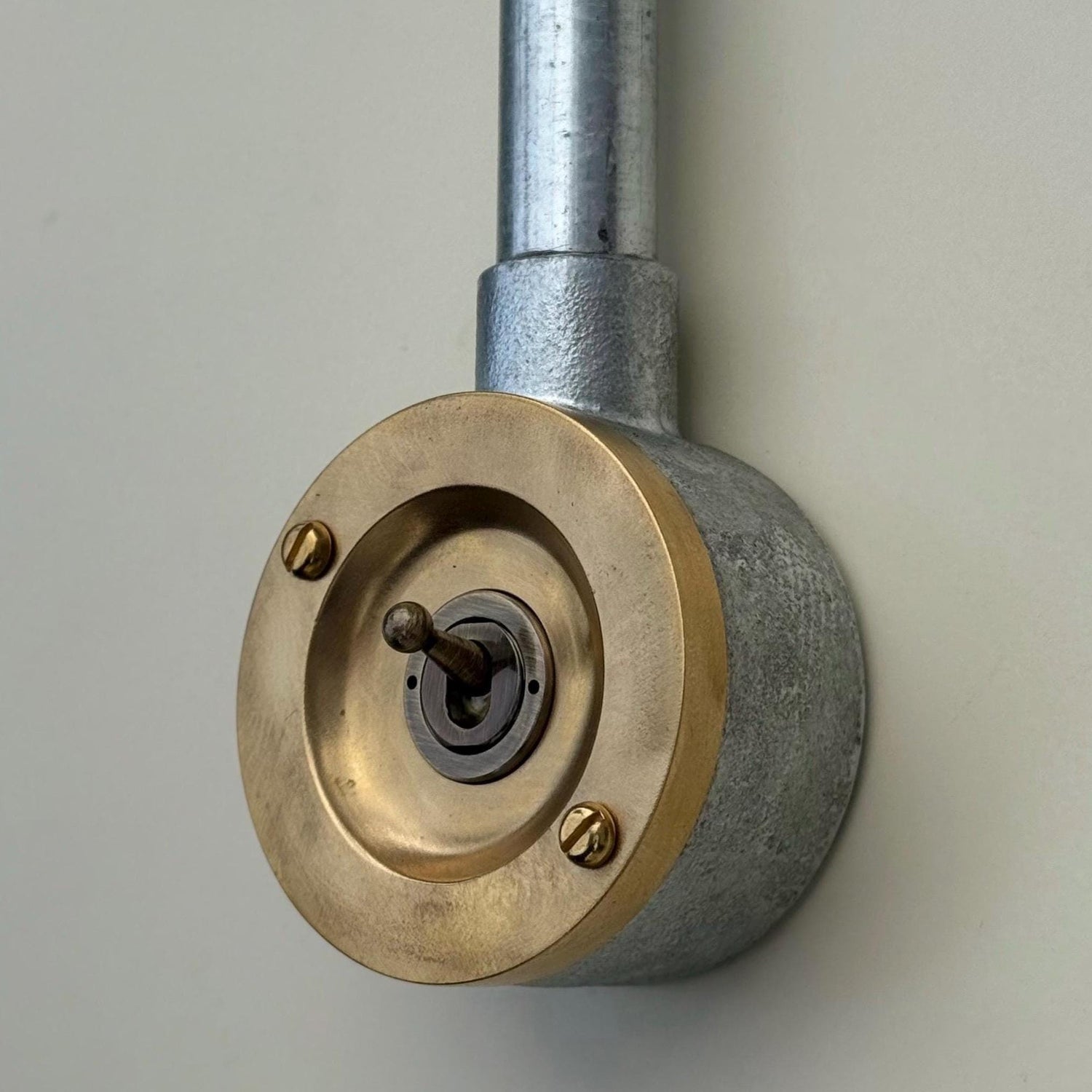 Single Gang Solid Raw Brass Cast Conduit Metal Light Switch Industrial 2 Way - Vintage Crabtree Style
