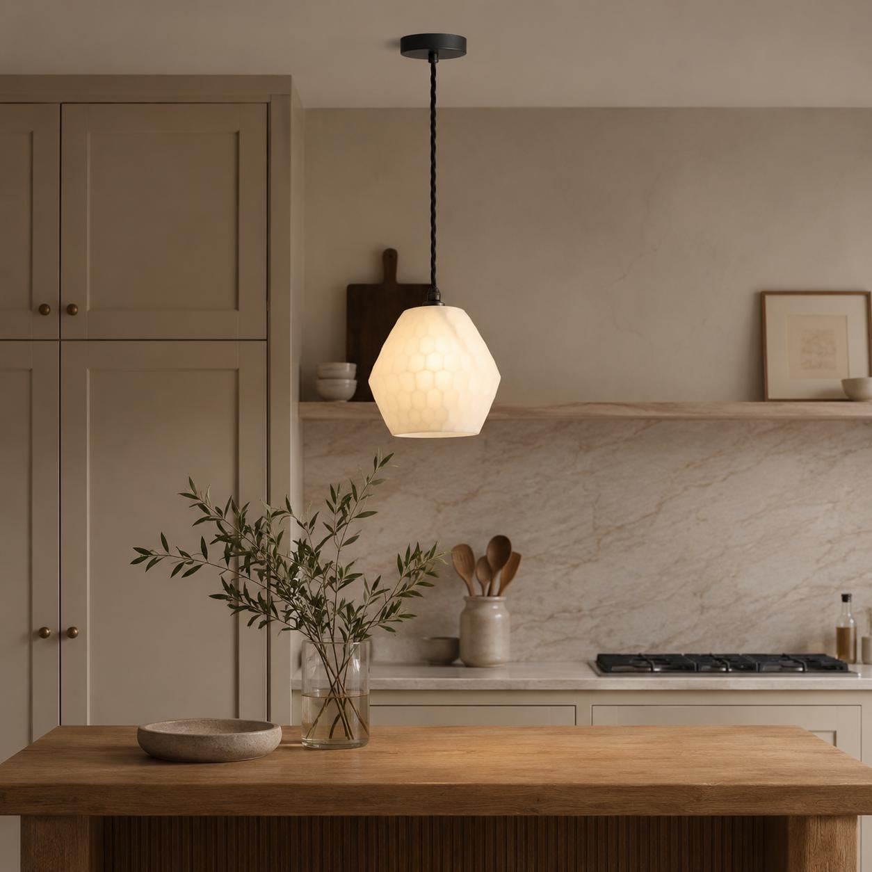 Opal Prismatic Glass Pendant Light