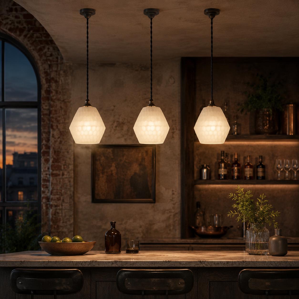 Opal Prismatic Glass Pendant Light
