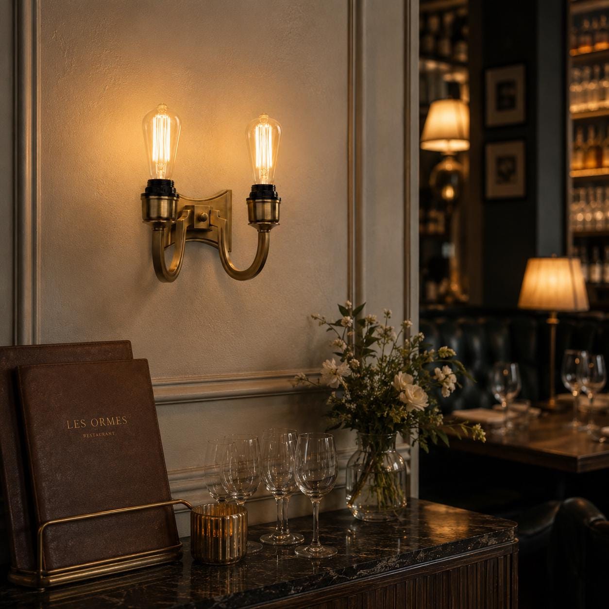 Double Antique Brass Wall Sconce Light | Twin Wall Lamp
