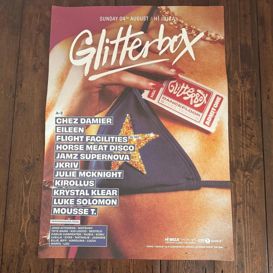 Glitterbox ~ Genuine Hi Ibiza Framed Dj Artwork | A3 Luxury Black Frame