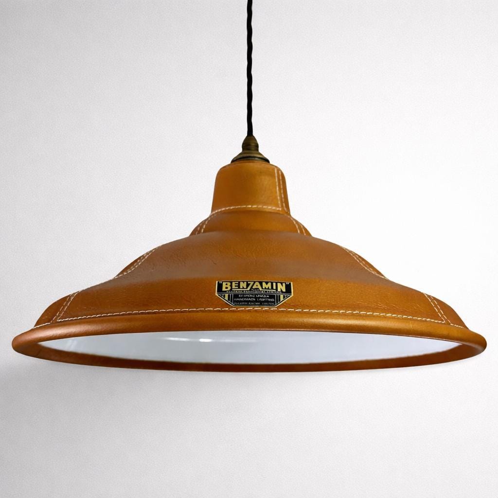 Bawsey ~ Genuine Leather Lampshade Pendant Ceiling Light ~ 16 Inch