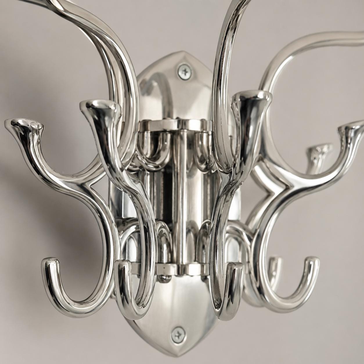 Metal Swivel Coat Rack | 5 Hook Wall Hanger | Solid Brass, Black or Chrome