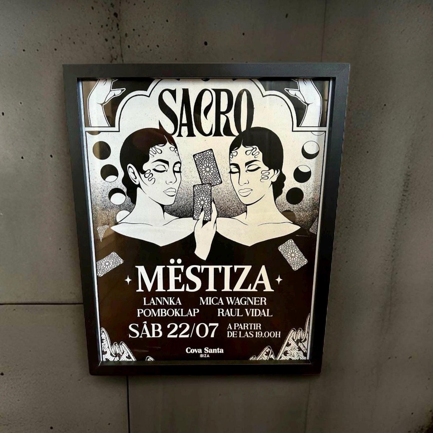 Sacro by Mëstiza ~ Cova Santa Framed Dj Artwork | Luxury Black Frame