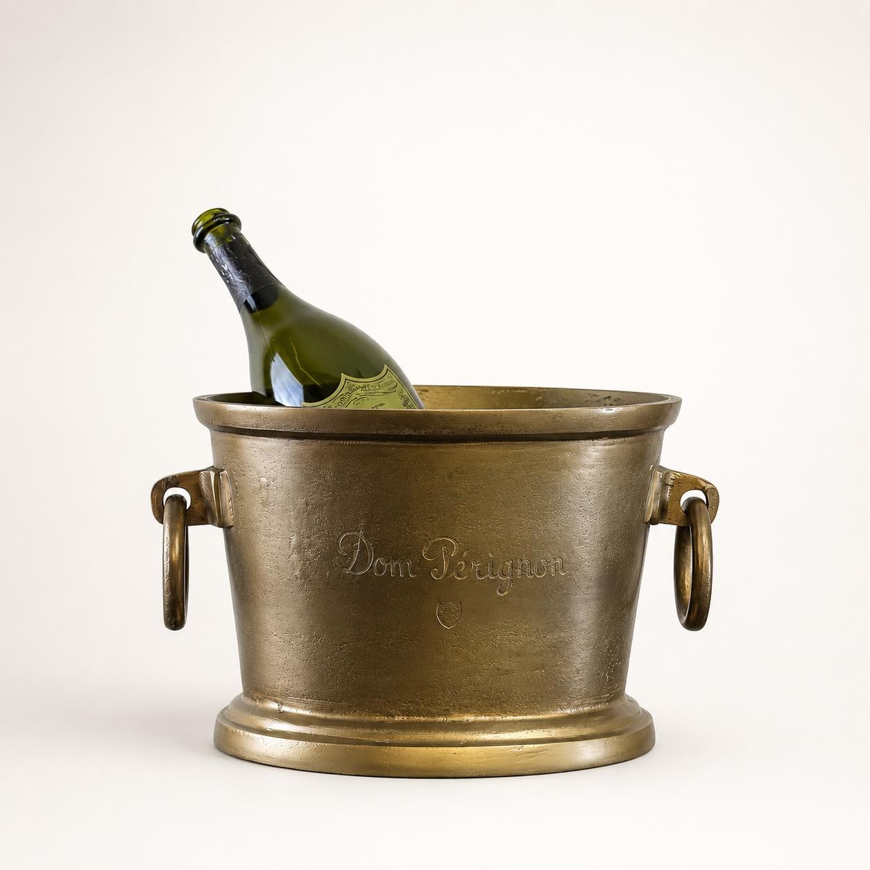 Dom Perignon Antique Brass Engraved Champagne Ice Bucket