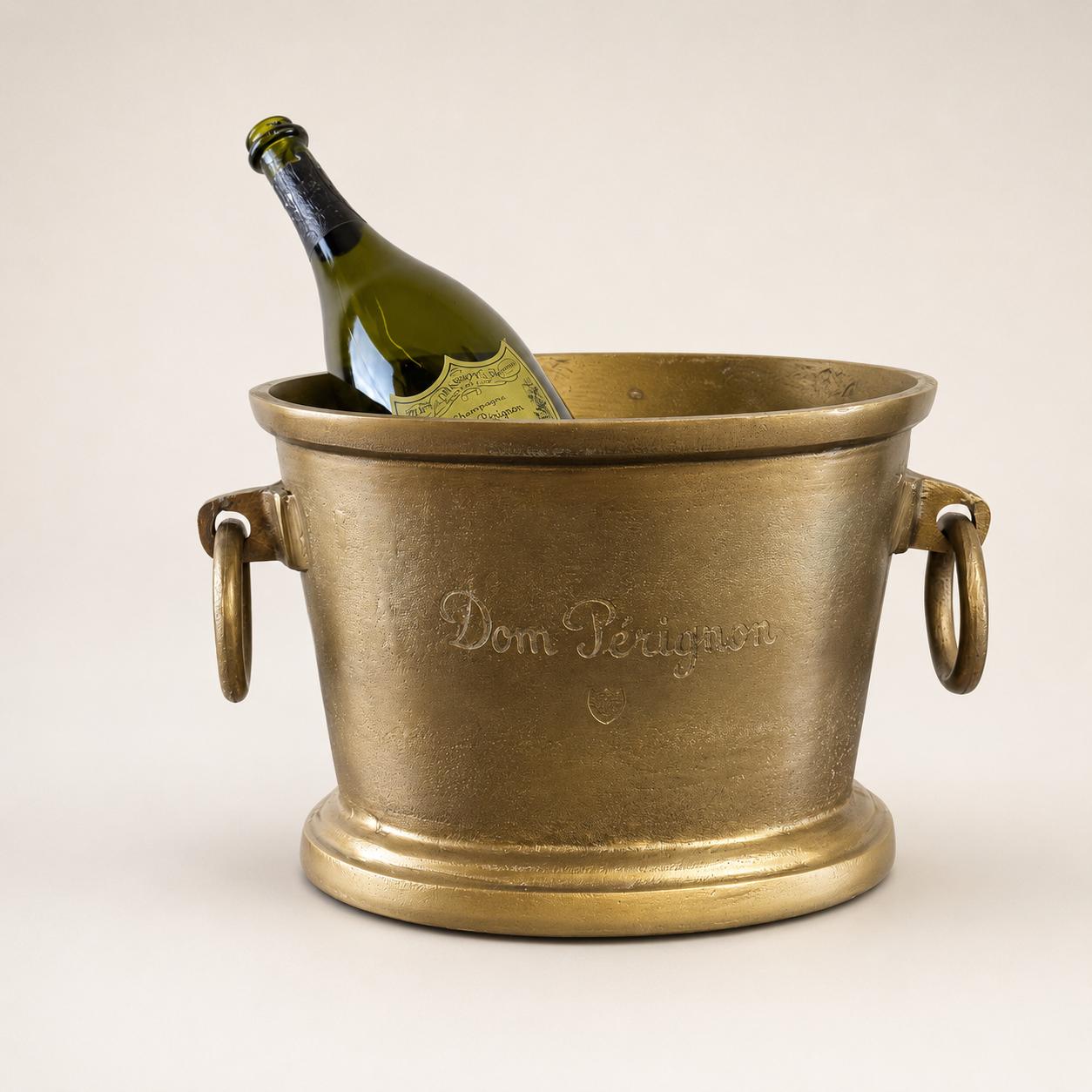 Dom Perignon Antique Brass Engraved Champagne Ice Bucket