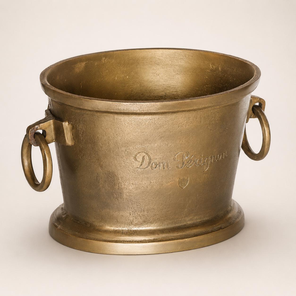 Dom Perignon Antique Brass Engraved Champagne Ice Bucket