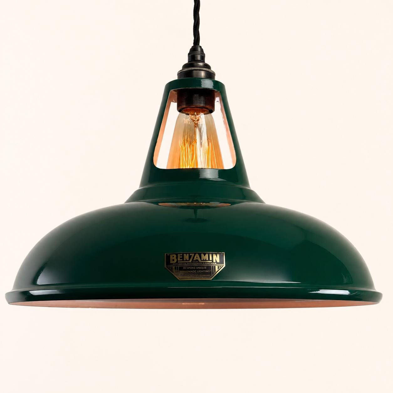Cawston XL Racing Green Coolicon Lampshade Pendant Light - 14 Inch