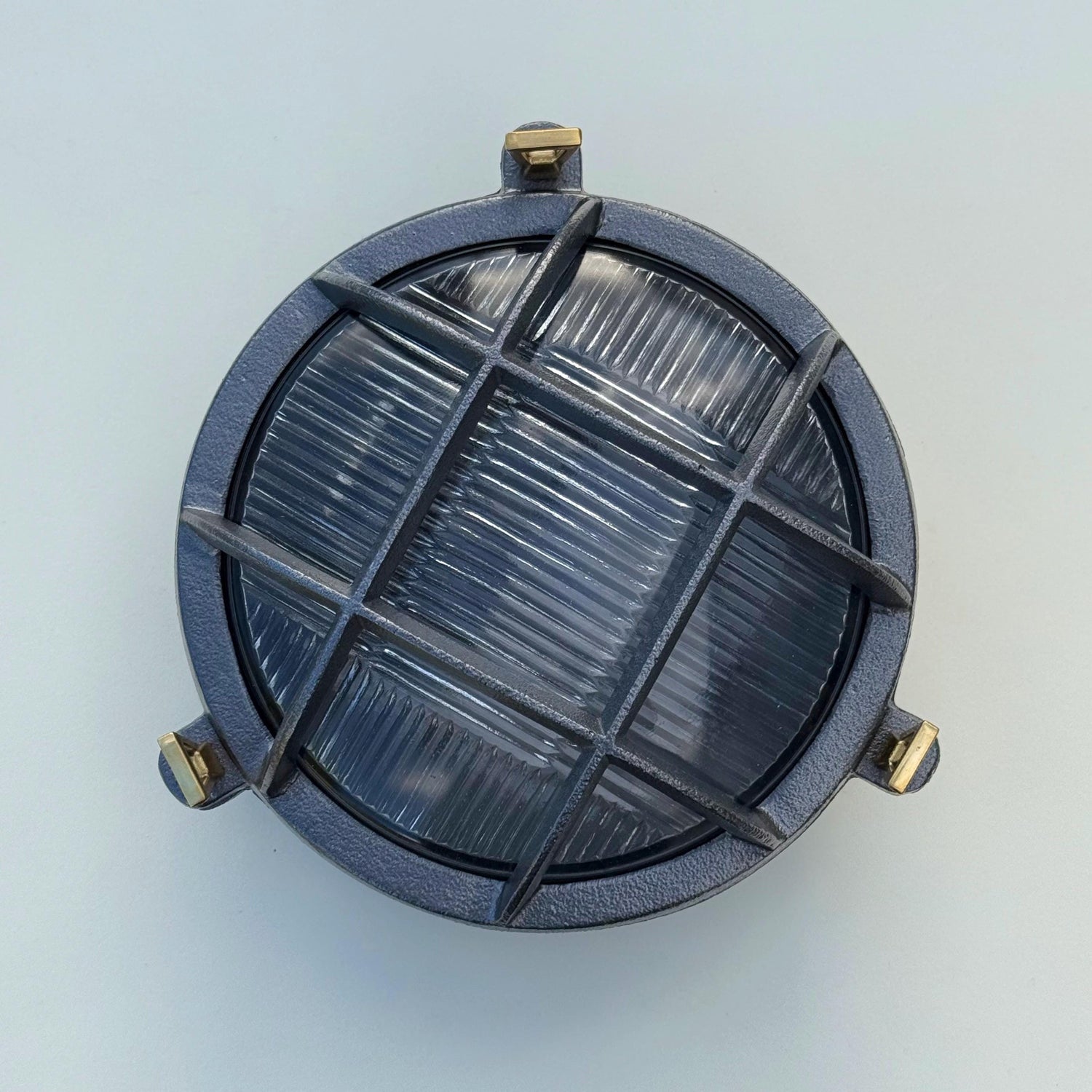Wroxham ~ Cast Pewter Caged Nautical Bulkhead Wall Light Industrial Ceiling Fixture