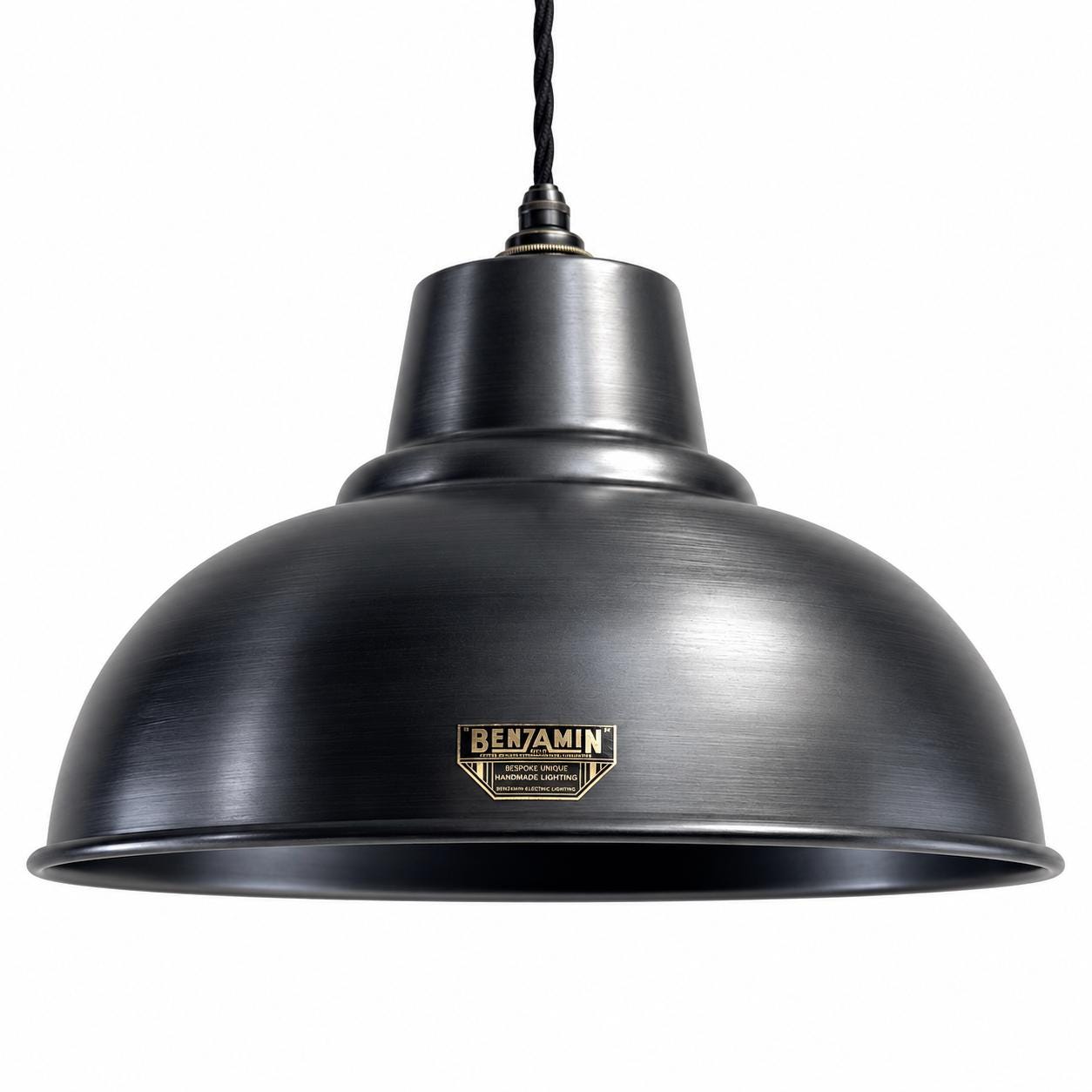 Salthouse XL Pewter Grey Dome Lampshade Pendant Light 14.5 Inch