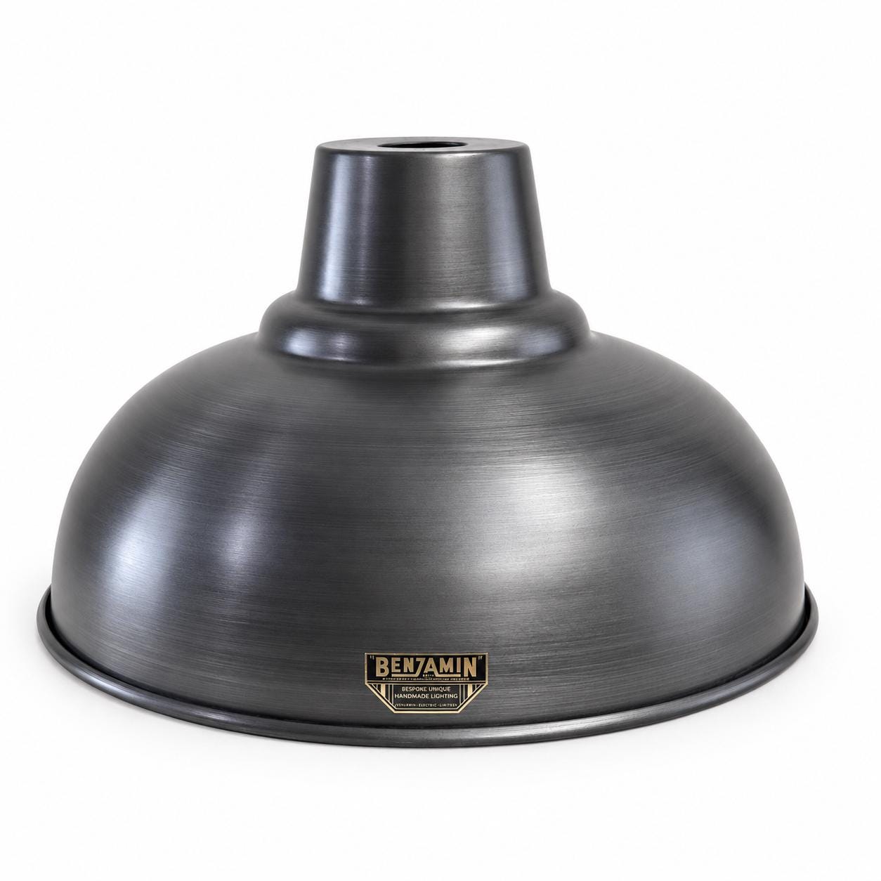 Salthouse XL Pewter Grey Dome Lampshade Pendant Light 14.5 Inch