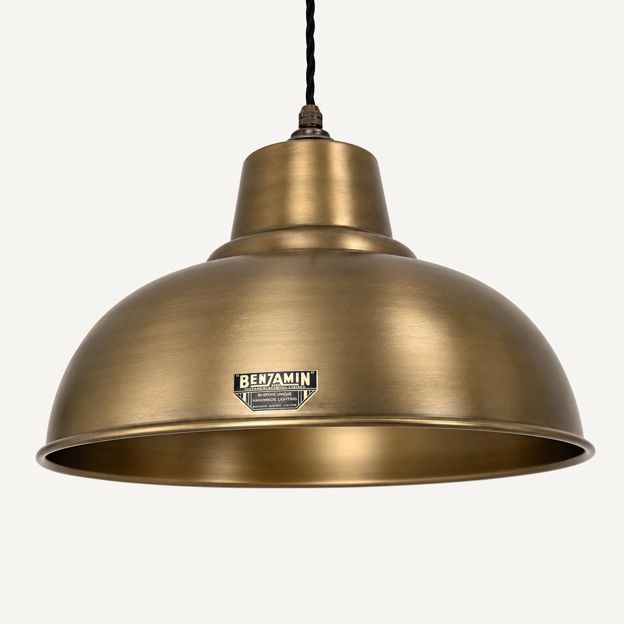 Salthouse XL Antique Brass Dome Lampshade Pendant Light 14.5 Inch
