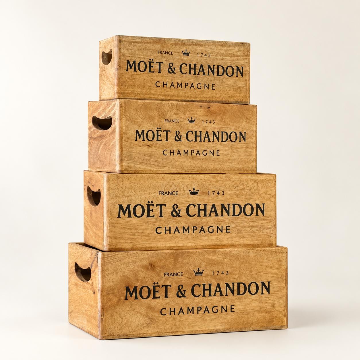 Storage Wooden Boxes Champagne Crates Natural Finish
