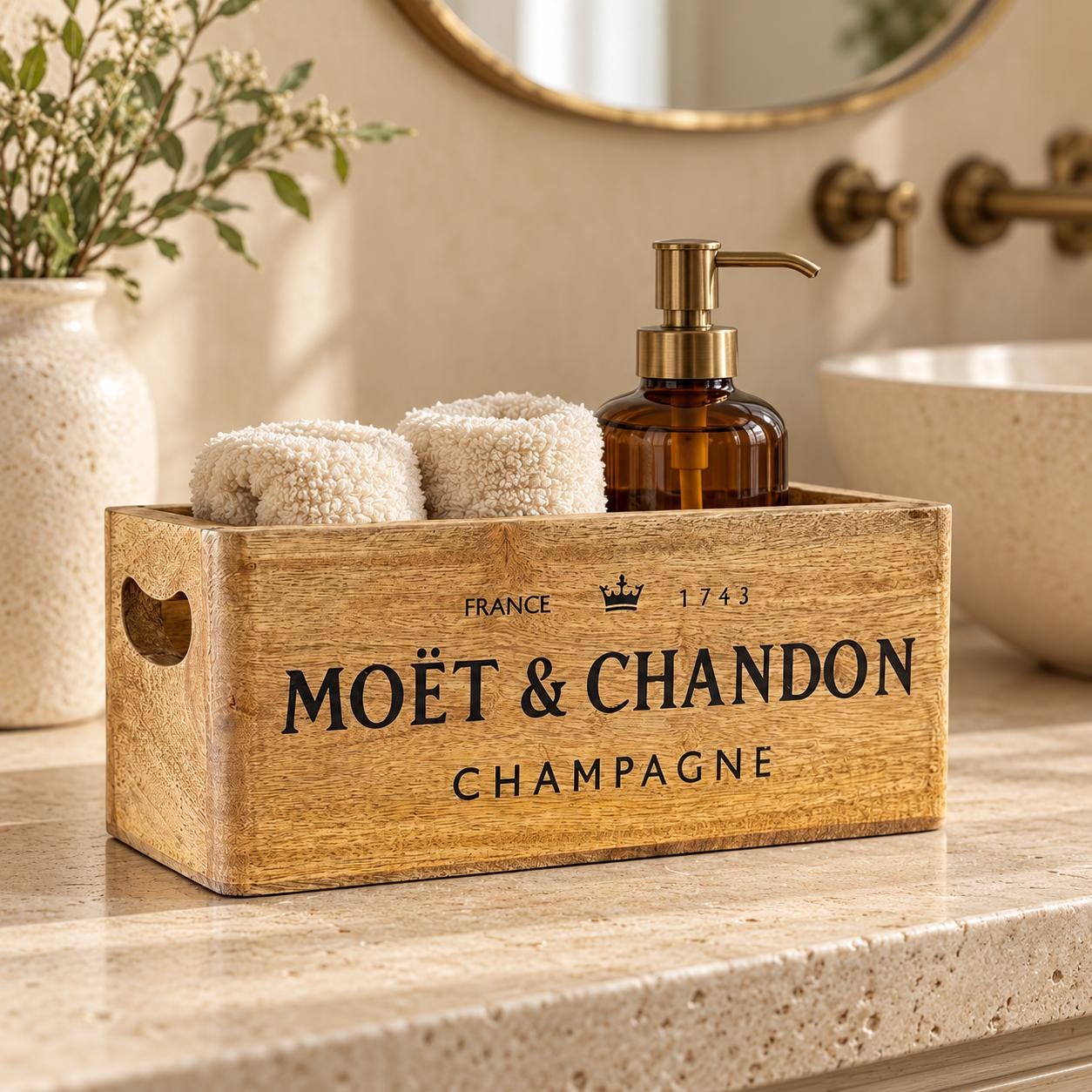 Storage Wooden Boxes Champagne Crates Natural Finish