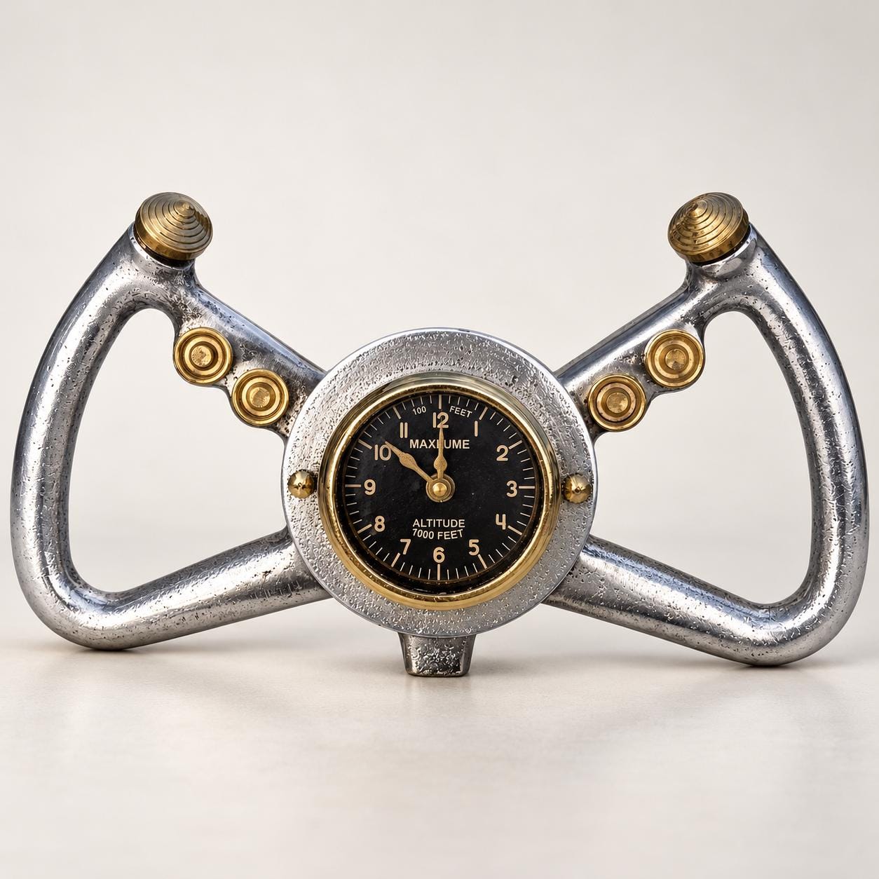 Cockpit Pilots Aviator Desk Clock - Cast Aluminium & Brass
