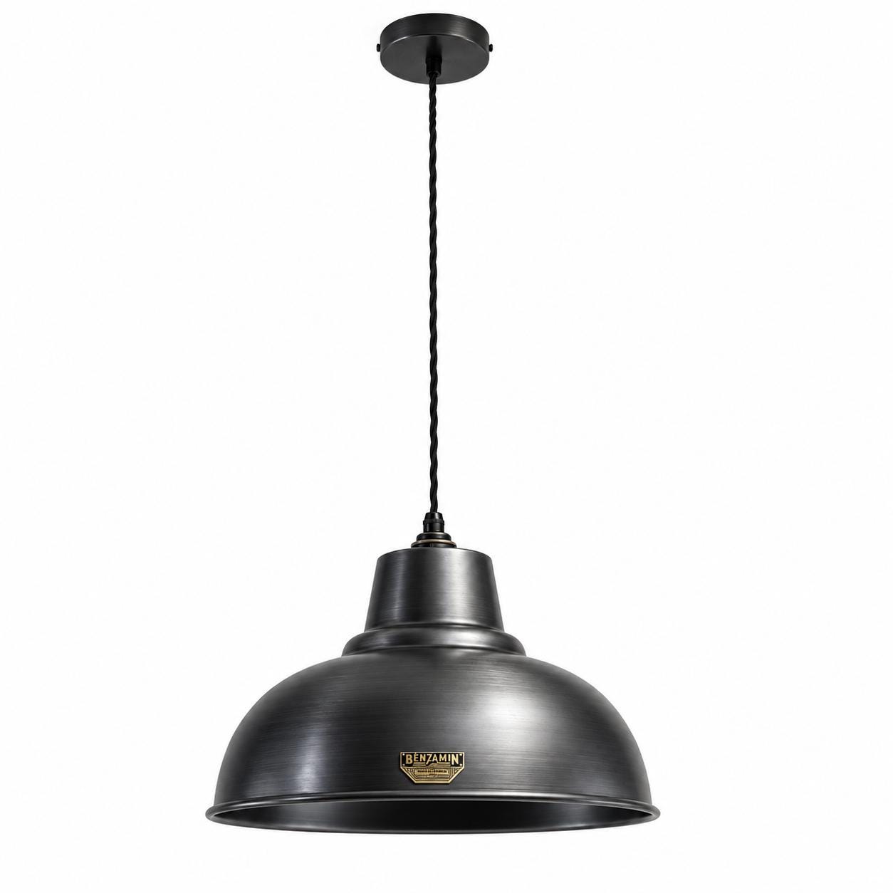 Salthouse XL Pewter Grey Dome Lampshade Pendant Light 14.5 Inch
