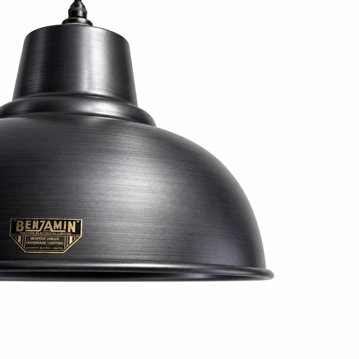 Salthouse XL Pewter Grey Dome Lampshade Pendant Light 14.5 Inch