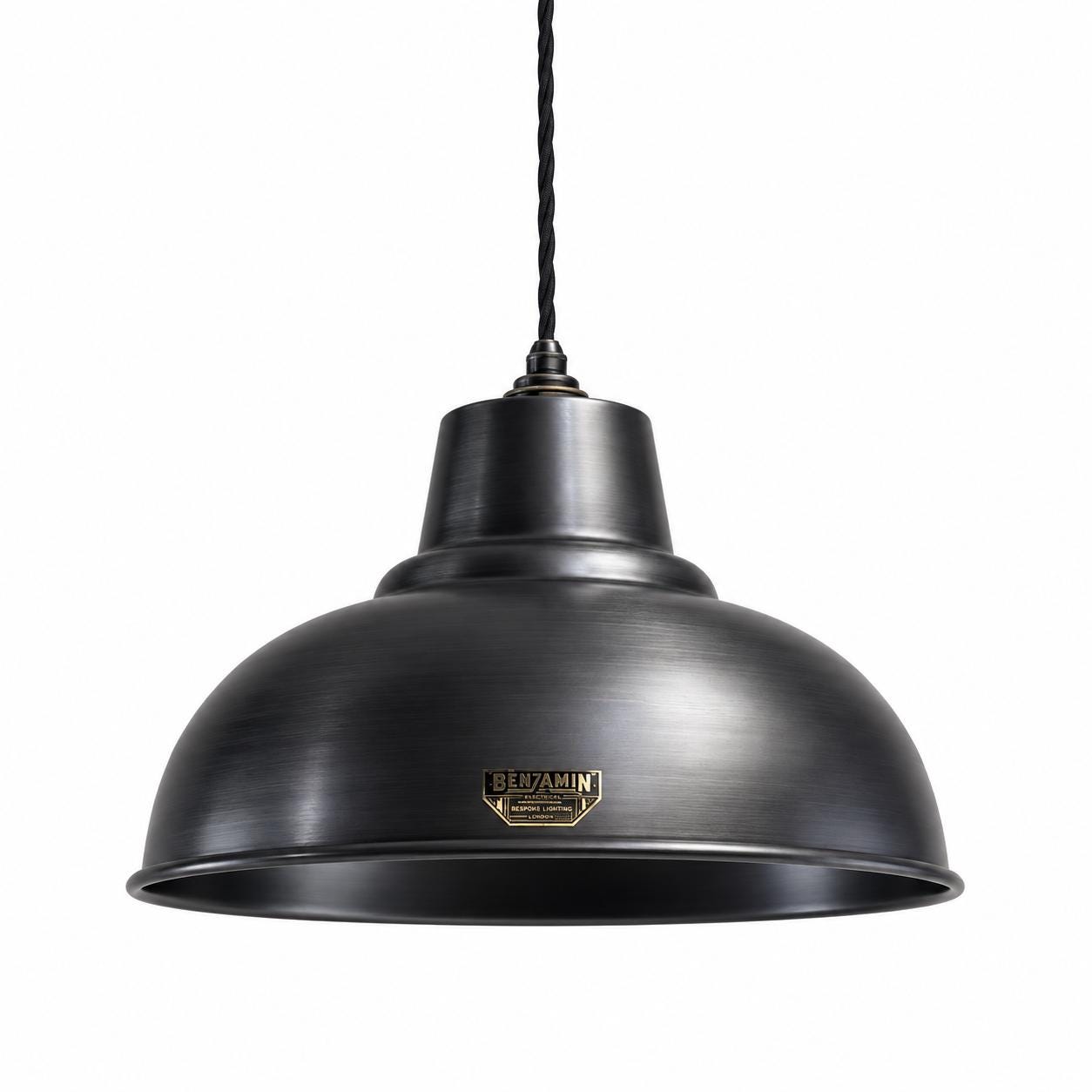 Salthouse XL Pewter Grey Dome Lampshade Pendant Light 14.5 Inch