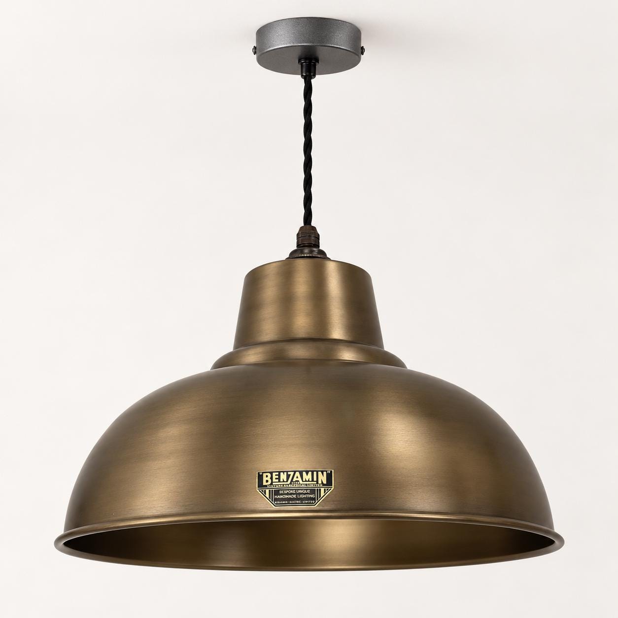Salthouse XL Antique Brass Dome Lampshade Pendant Light 14.5 Inch