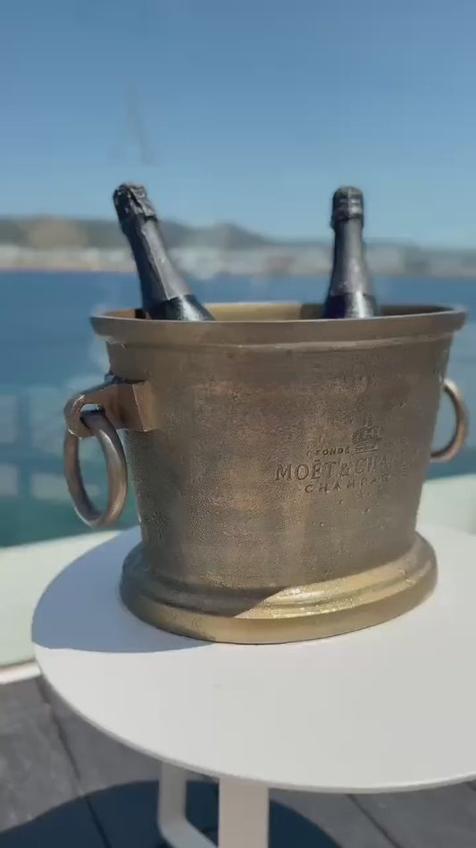 Moët & Chandon Antique Brass Engraved Champagne Ice Bucket