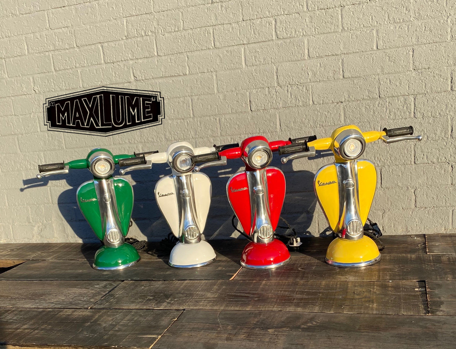 Maxlume ~ Red Scooter Table Lamp Vintage Style | Fabric Cable | Bedroom | Bedside Reading Light | Retro | Dimmable LED Bulb