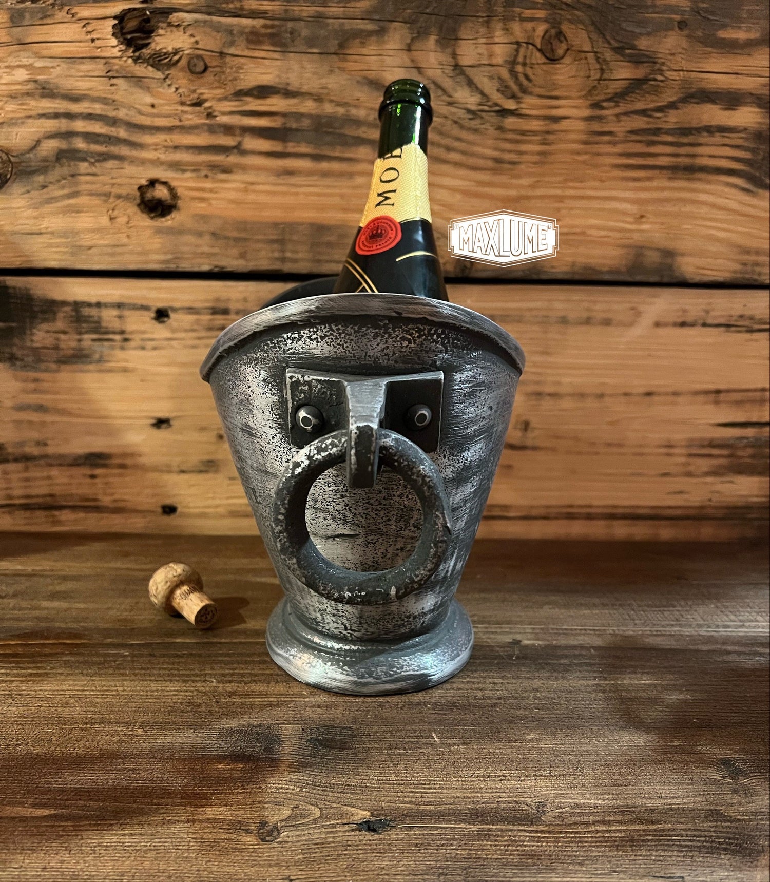 Maxlume ~ Solid Cast Engraved Champagne Ice Bucket | Wine Cooler