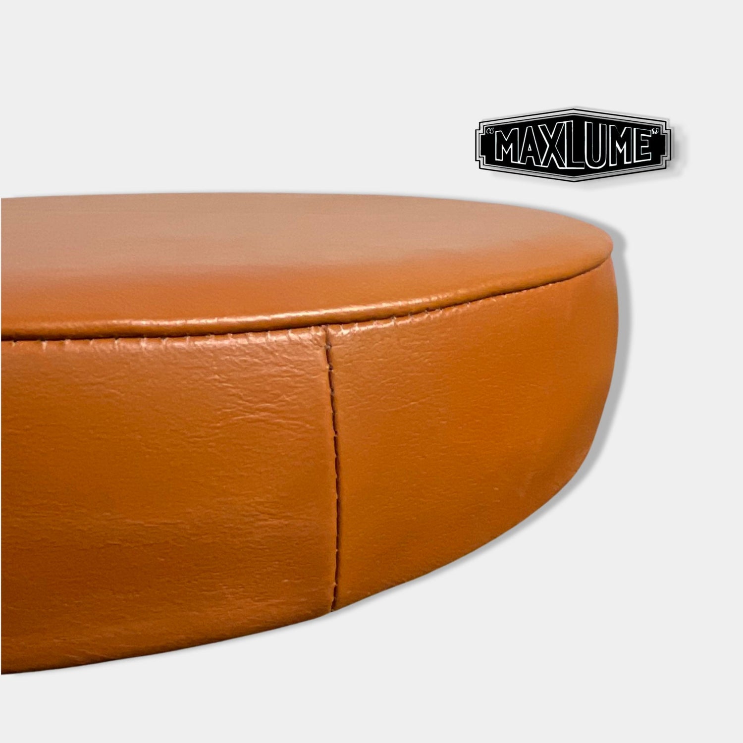 New Genuine Leather Tan Industrial Solid Bar Stool Top | Vintage Style | Solid Cast Metal