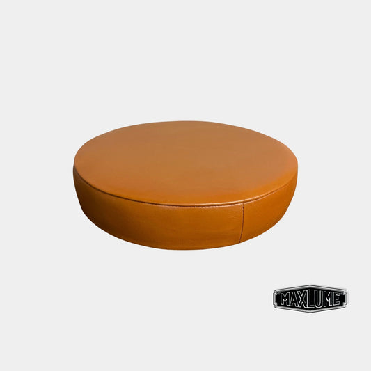 New Genuine Leather Tan Industrial Solid Bar Stool Top | Vintage Style | Solid Cast Metal