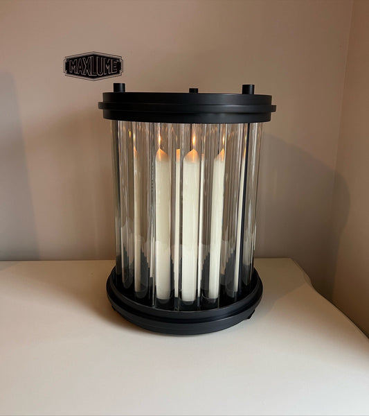 Maxlume ~ Solid Glass Hurricane Candle Lantern Sconce Industrial Light Nautical