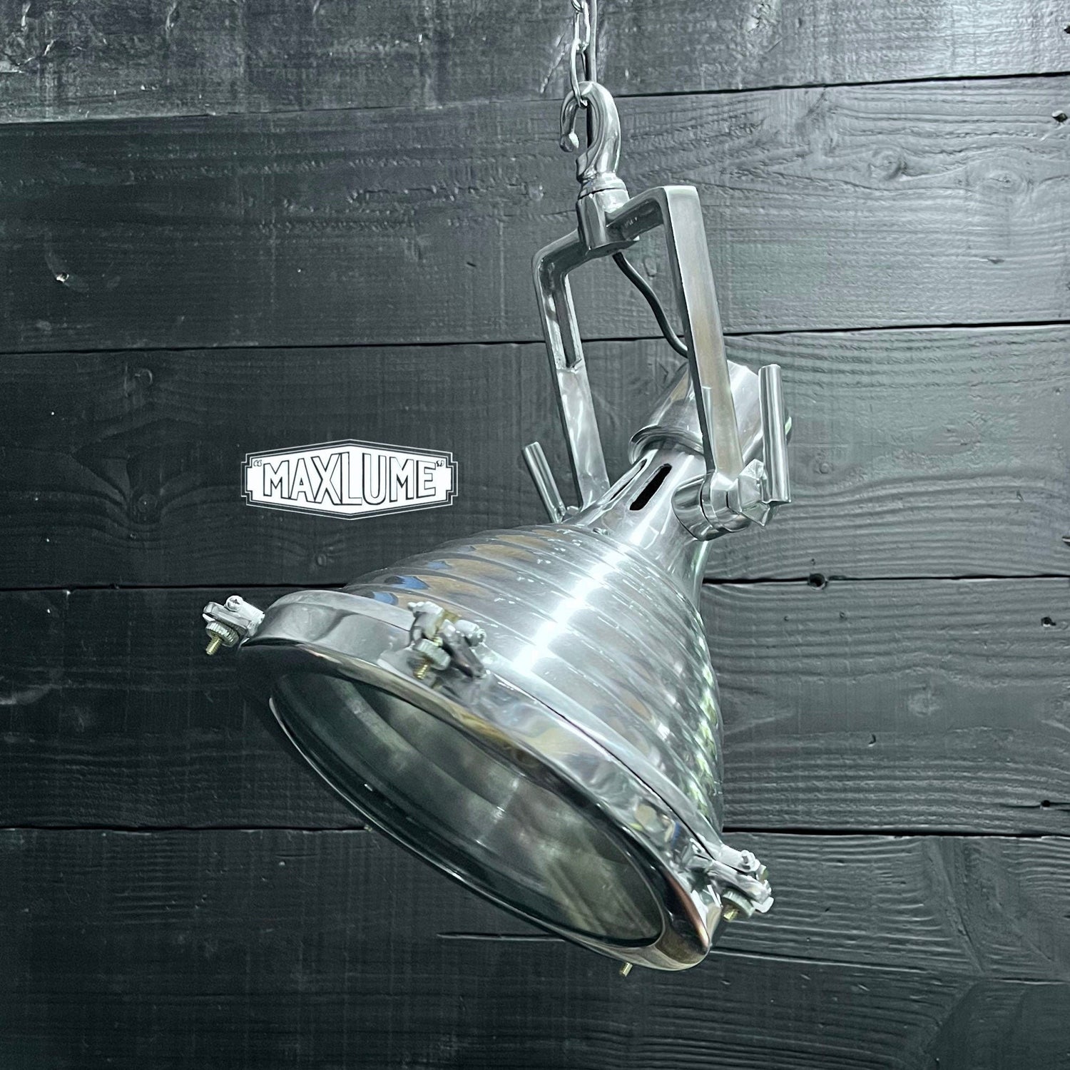 Industrial Fluted Hanging Cargo Ship Nautical Light | Marine Spotlight | Kitchen Island Table Lighting | Vintage Wiska Design